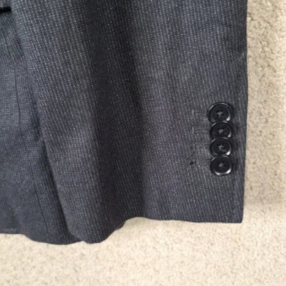 Banana Republic Jacket Men 42S Black Striped Blazer Tailored Fit Cotton 2 Button - Picture 3 of 13